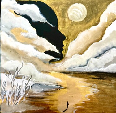 Painting titled "Sands of time" by Daciana, Original Artwork, Acrylic Mounted on Wood Stretcher frame