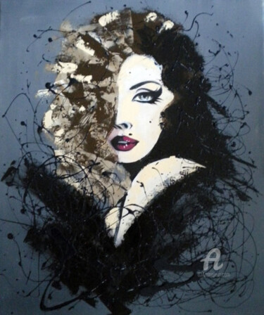Malerei mit dem Titel "La vamp" von Sylviane Bernardini, Original-Kunstwerk, Acryl