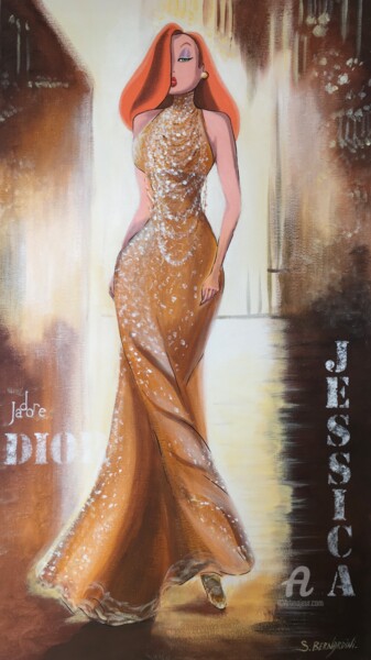 Ζωγραφική με τίτλο "Jessica ! J'ad(i)ore" από Sylviane Bernardini, Αυθεντικά έργα τέχνης, Ακρυλικό Τοποθετήθηκε στο Ξύλινο φ…