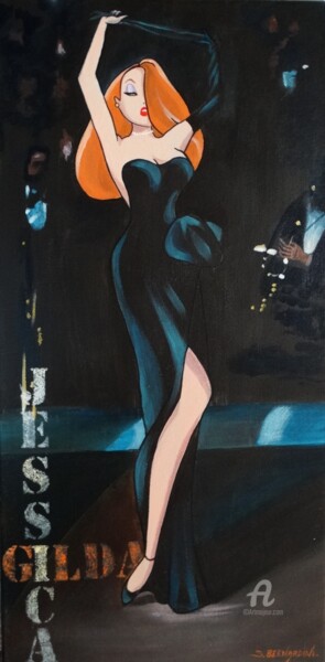 Painting titled "Fatale Jessica !" by Sylviane Bernardini, Original Artwork, Acrylic Mounted on Wood Stretcher frame