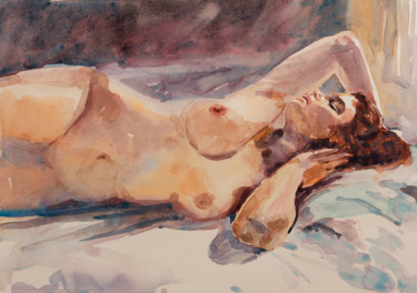 Malerei mit dem Titel "Nude Watercolour" von Artfromberlin, Original-Kunstwerk, Aquarell