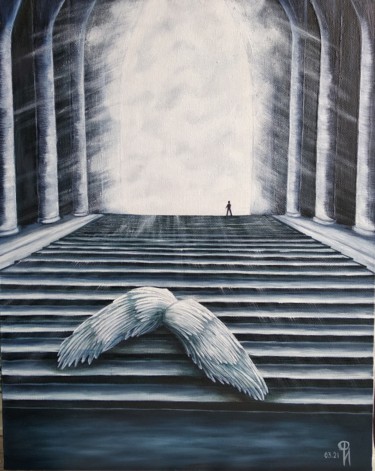 Painting titled "И ангел сложил крыл…" by Irina Furaseva, Original Artwork, Oil