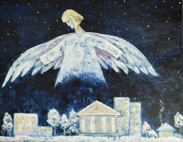 Painting titled "АНГЕЛ" by Irina Furaseva, Original Artwork, Oil
