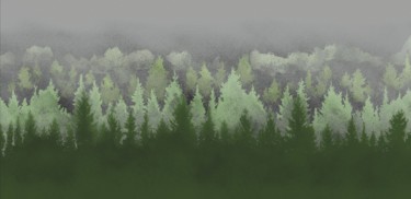 Dark watercolor painting of christmas tree forest landscape. Digital Arts titled "Dark watercolor pai…" by Artgalini, Original Art, Digital Painting