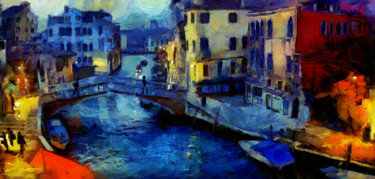 Картина под названием "Venice canal" - Artgalini, Подлинное произведение искусства, Масло