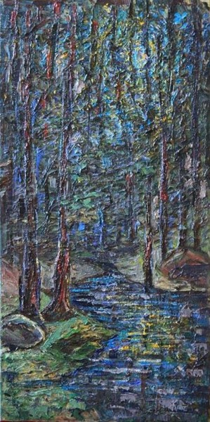 Painting titled "Dark forest" by Artgallerybulgaria, Original Artwork, Oil