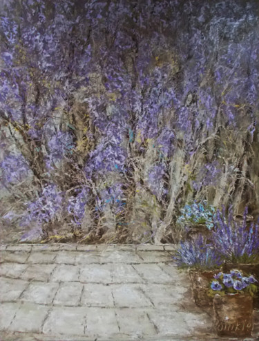 Garden path... Painting titled "Garden path..." by Alla Preobrazhenska-Ronikier, Original Art, Oil Mounted on Stretcher frame