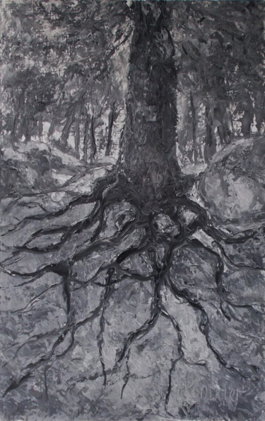 The saga of trees. Roots Peinture intitulée "The saga of trees.…" par Alla Preobrazhenska-Ronikier, Œuvre d'art originale, Huile Monté sur Châssis