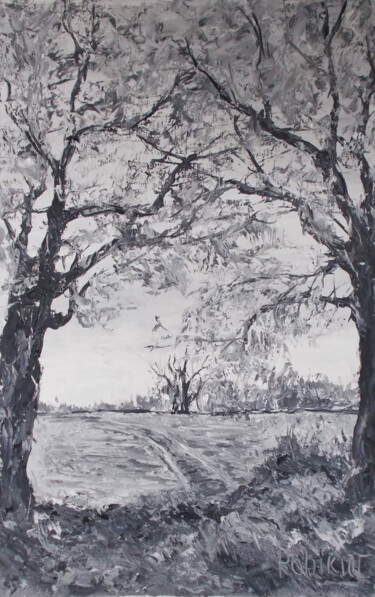 The tree saga.... Peinture intitulée "The tree saga...." par Alla Preobrazhenska-Ronikier, Œuvre d'art originale, Huile Monté sur Châssis