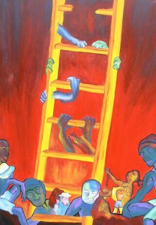 Peinture intitulée "escaletera social" par Gée, Œuvre d'art originale