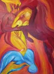 Painting titled "Passion" by Gée, Original Artwork, Oil