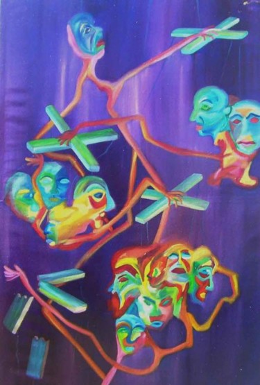 Peinture intitulée "Les pantins (Los ti…" par Gée, Œuvre d'art originale, Huile