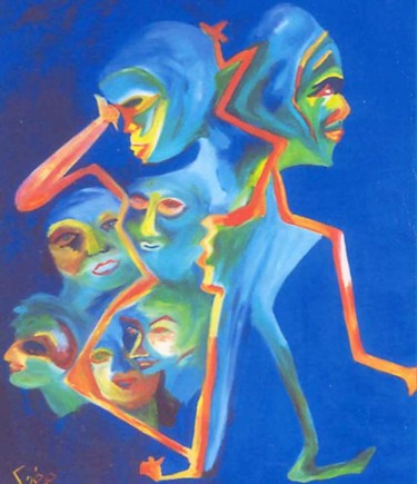 Peinture intitulée "Multitude (Multitud)" par Gée, Œuvre d'art originale, Huile