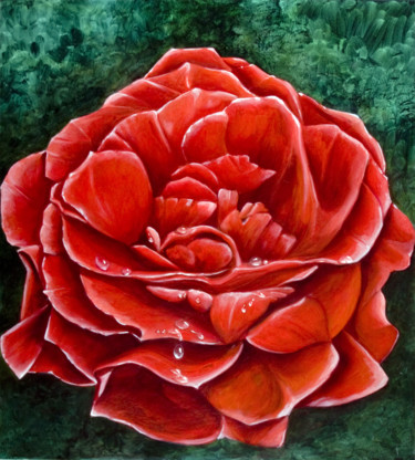Painting titled "Rosa e rugiada" by Gianfranco Massarenti, Original Artwork, Acrylic