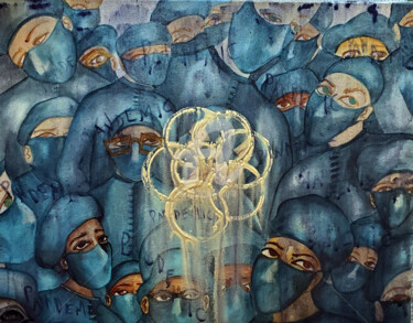 Malerei mit dem Titel "The Pandemic" von Helene, Original-Kunstwerk, Acryl
