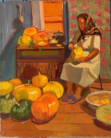 Картина под названием "Урожай" - Анастасия Горева, Подлинное произведение искусства, Гуашь