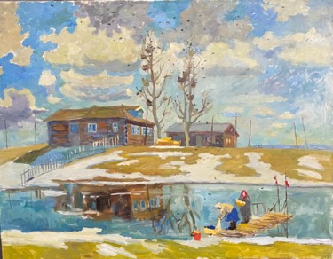 Painting titled "Весна в России" by Anastasiia Goreva, Original Artwork, Oil