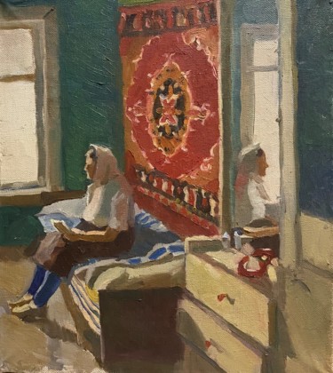 Malerei mit dem Titel "Женщина в русской д…" von Anastasiia Goreva, Original-Kunstwerk, Öl