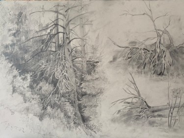 Картина под названием "Рисунок деревьев" - Анастасия Горева, Подлинное произведение искусства, Масло