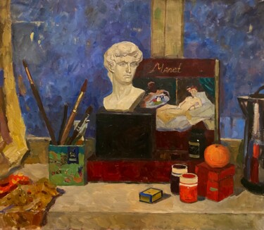 Картина под названием "Evening still life." - Анастасия Горева, Подлинное произведение искусства, Масло