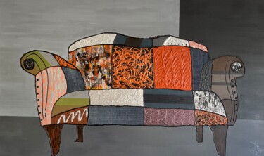 绘画 标题为“Sofa Collection N.5” 由Eduardo Zapata, 原创艺术品, 丙烯 安装在木质担架架上