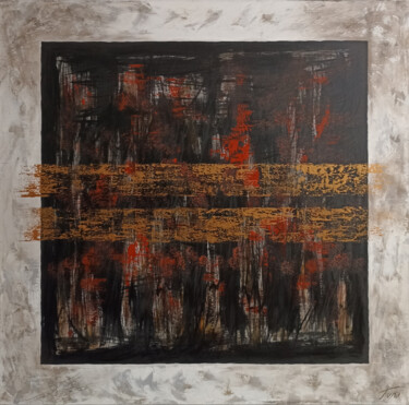 Painting titled "Quadrate" by Arthur Avalyan, Original Artwork, Oil Mounted on Wood Stretcher frame