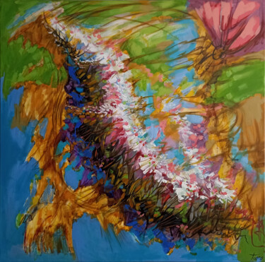 Painting titled "Spring" by Arthur Avalyan, Original Artwork, Oil Mounted on Wood Stretcher frame