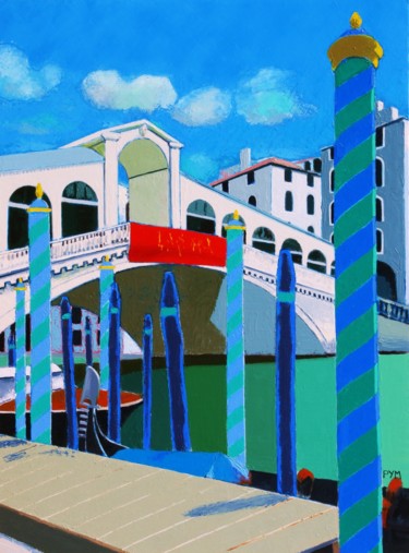 Painting titled "Pont du Rialto" by Yves Marie Puybertier, Original Artwork, Oil