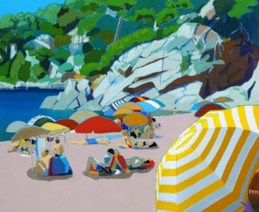 Painting titled "Plage Privée" by Yves Marie Puybertier, Original Artwork, Oil