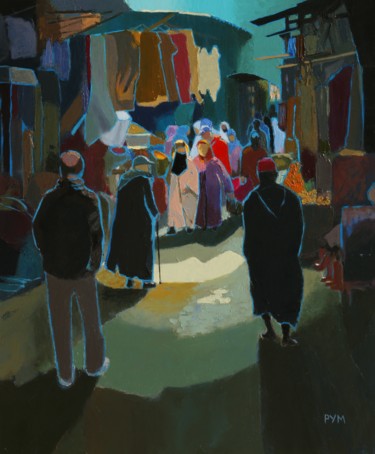 Painting titled "Marrakech au hasard…" by Yves Marie Puybertier, Original Artwork, Oil