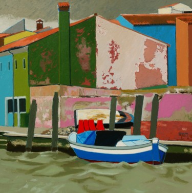Painting titled "Vent sur la Lagune" by Yves Marie Puybertier, Original Artwork, Oil