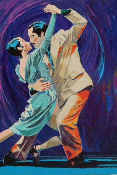 Peinture intitulée "Tango nocturne" par Yves Marie Puybertier, Œuvre d'art originale, Acrylique