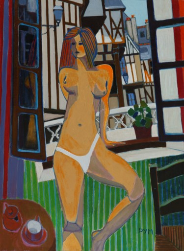 Painting titled "Belle à Vannes" by Yves Marie Puybertier, Original Artwork, Acrylic