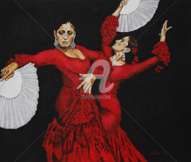 Peinture intitulée ""FLAMENCO. FIRE"" par Art Is, Œuvre d'art originale, Huile