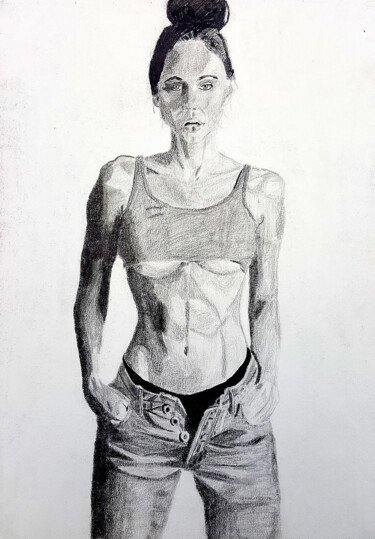 Dessin intitulée "portrait de femme #2" par Arthur Loeuil, Œuvre d'art originale, Graphite