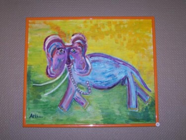 Schilderij getiteld "olifant" door Arthur Reijnders, Origineel Kunstwerk, Olie