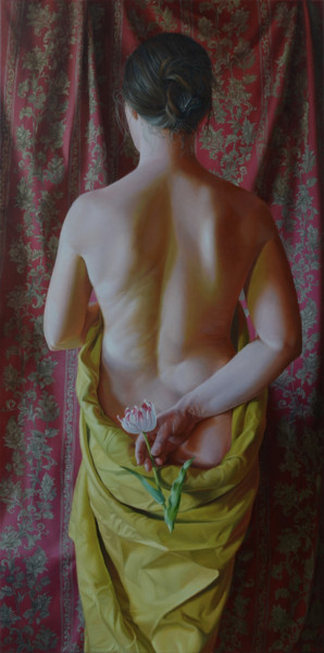 Painting titled "Tulip" by Arthur Anokhin, Original Artwork, Oil