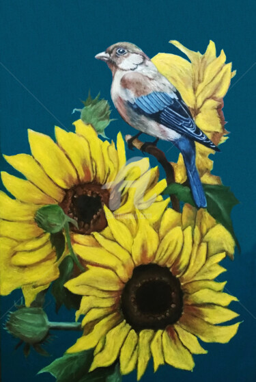 Malerei mit dem Titel ""Little Bird"" von Arthuris, Original-Kunstwerk, Öl