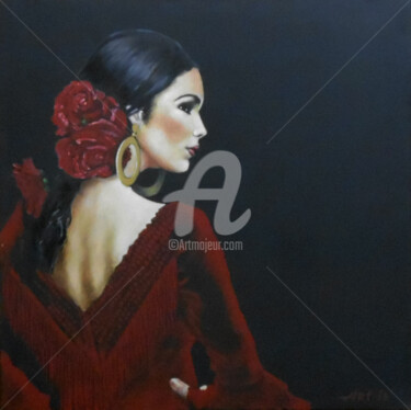 Painting titled ""Flamenco I"" by Arthuris, Original Artwork, Oil
