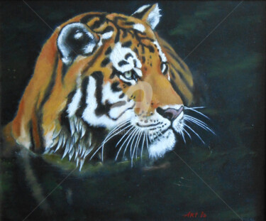 Pintura intitulada ""Tiger (V)"" por Arthuris, Obras de arte originais, Óleo