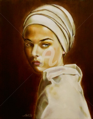 Картина под названием ""Sad Girl Portrait…" - Arthuris, Подлинное произведение искусства, Масло