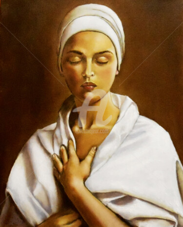 Pintura intitulada ""Sad Girl Portrait…" por Arthuris, Obras de arte originais, Óleo