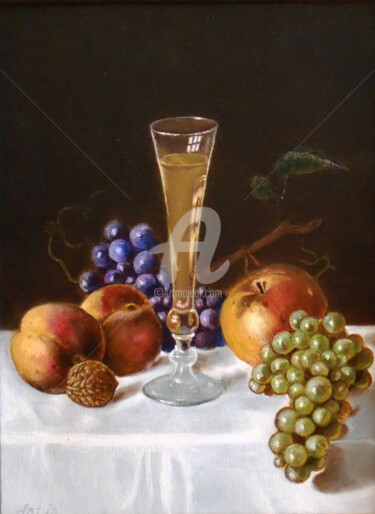 Painting titled ""STILL LIFE WITH WH…" by Arthuris, Original Artwork, Oil