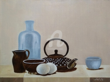 Painting titled ""Still life with a…" by Arthuris, Original Artwork, Oil