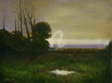Malerei mit dem Titel ""An Evening Landsca…" von Arthuris, Original-Kunstwerk, Öl