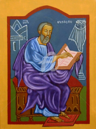 Schilderij getiteld ""Manuscript. Saint…" door Arthuris, Origineel Kunstwerk, Olie