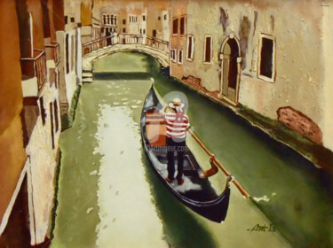 Painting titled ""Venice. Gondolier"" by Arthuris, Original Artwork, Oil