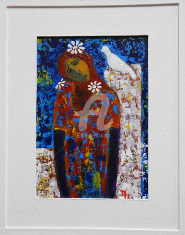Pintura intitulada ""Girl and Bird" / S…" por Arthuris, Obras de arte originais, Óleo