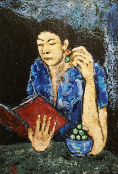 Pintura intitulada ""Reading Girl" / SO…" por Arthuris, Obras de arte originais, Óleo