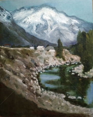 Pintura intitulada ""Mountain Landscape"" por Arthuris, Obras de arte originais, Óleo